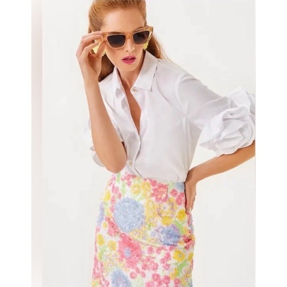 Lilly Pulitzer Kels Sequin Mini Skirt Multi Views from a Via Floral Sz 12 NEW - Picture 4 of 14